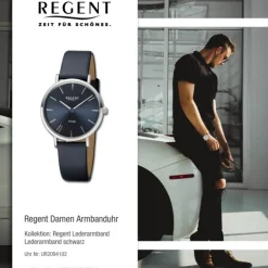 Regent Damen Armbanduhr Analog Lederarmband schwarz UR2094102