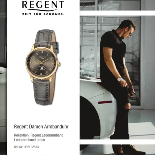 Regent Damen Armbanduhr Analog Lederarmband braun UR2102553