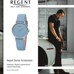 Regent Damen Armbanduhr Analog Lederarmband blau UR2152576