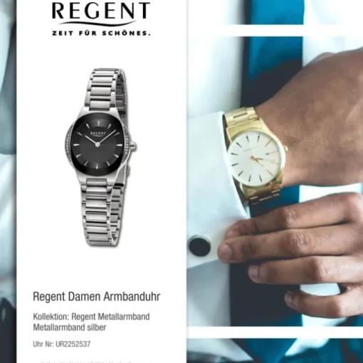 Regent Damen Armbanduhr Analog Metallarmband silber UR2252537