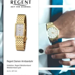 Regent Damen Armbanduhr Analog Metallarmband gold URF1344
