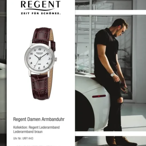 Regent Damen Armbanduhr Analog Lederarmband braun URF1443