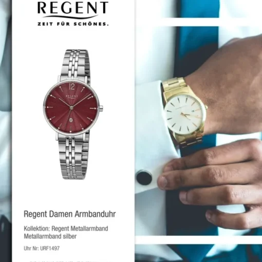 Regent Damen Armbanduhr Analog Metallarmband silber URF1497