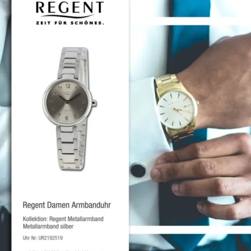Regent Damen Armbanduhr Analog Metallarmband silber UR2192519