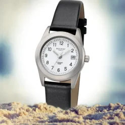 Regent Damen Armbanduhr Analog F-660 Quarz-Uhr Titan schwarz URF660