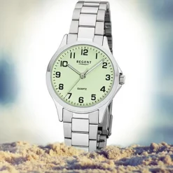 Regent Damen Armbanduhr Analog 2252408 Quarz-Uhr Metall silber UR2252408