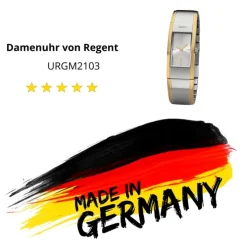 Regent Damen Armbanduhr Analog GM-2103 Quarz-Uhr Metallband gold silber URGM2103