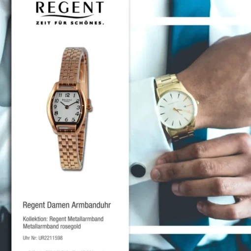 Regent Damen Armbanduhr Analog Metallarmband rosegold UR2211598