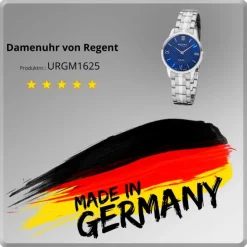 Regent Damen Armbanduhr Analog GM-1625 Quarz-Uhr Metall silber URGM1625