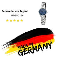 Regent Damen Armbanduhr Analog GM-2126 Quarz-Uhr Metallband silber URGM2126