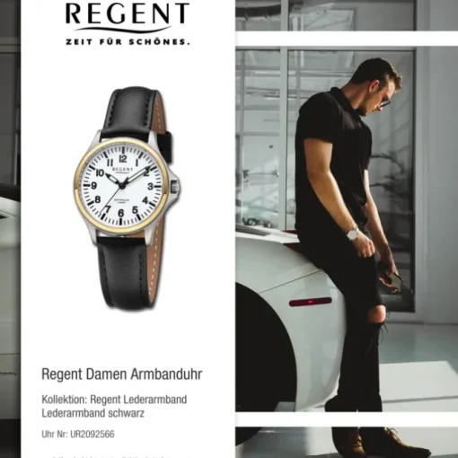 Regent Damen Armbanduhr Analog Lederarmband schwarz UR2092566