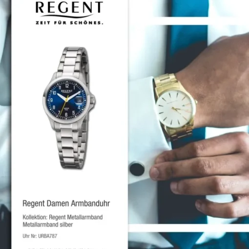 Regent Damen Armbanduhr Analog Metallarmband silber URBA787