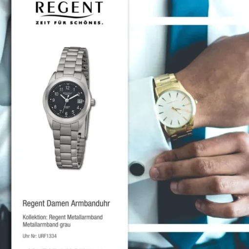 Regent Damen Armbanduhr Analog Metallarmband grau URF1334