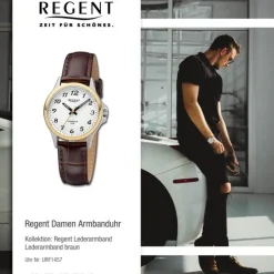 Regent Damen Armbanduhr Analog Lederarmband braun URF1457