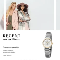 Regent Damen Armbanduhr Analog Metallarmband silber URBA729