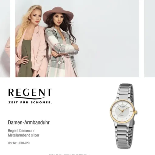 Regent Damen Armbanduhr Analog Metallarmband silber URBA729