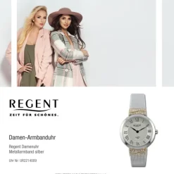 Regent Damen Armbanduhr Analog Metallarmband silber gold UR2214009