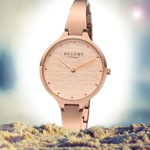 Regent Damen Armbanduhr Analog BA-561 Quarz-Uhr Edelstahl rosa URBA561
