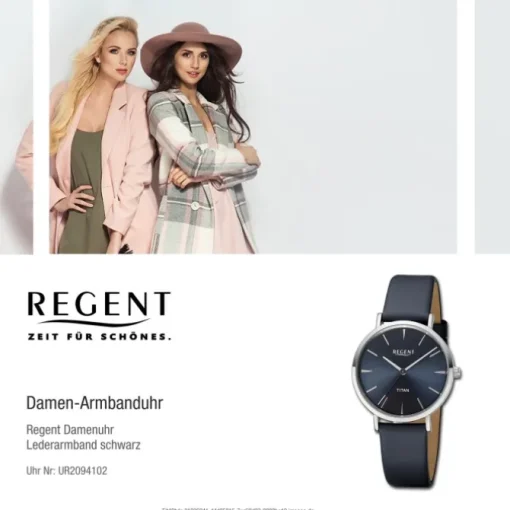 Regent Damen Armbanduhr Analog Lederarmband schwarz UR2094102