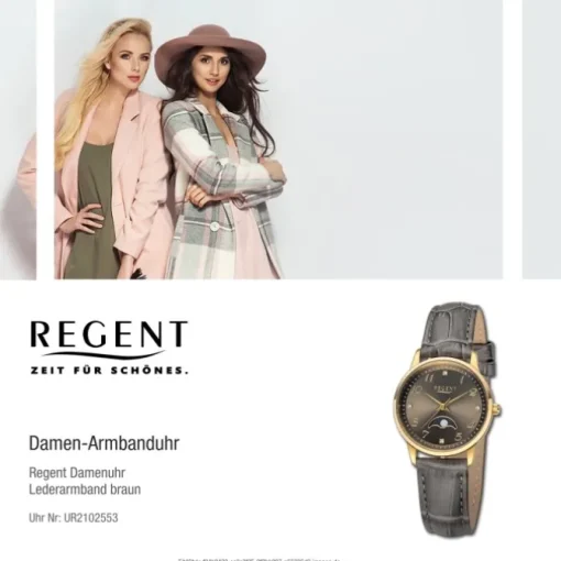 Regent Damen Armbanduhr Analog Lederarmband braun UR2102553