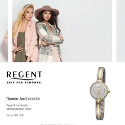 Regent Damen Armbanduhr Analog Metallarmband silber gold URF1336