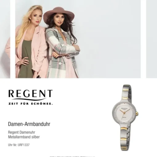 Regent Damen Armbanduhr Analog Metallarmband silber gold URF1337