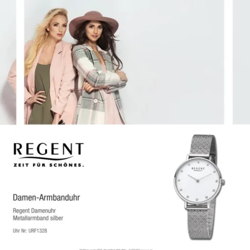 Regent Damen Armbanduhr Analog Metallarmband silber URF1328