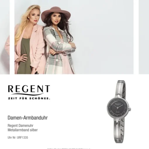 Regent Damen Armbanduhr Analog Metallarmband silber URF1335
