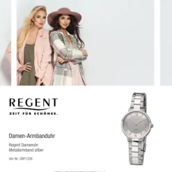 Regent Damen Armbanduhr Analog Metallarmband silber URF1339