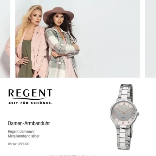 Regent Damen Armbanduhr Analog Metallarmband silber URF1339
