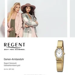 Regent Damen Armbanduhr Analog Edelstahlarmband gold URF1362