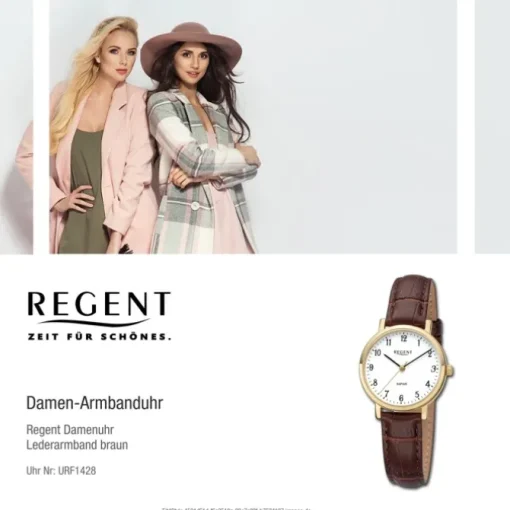 Regent Damen Armbanduhr Analog Lederarmband braun URF1428