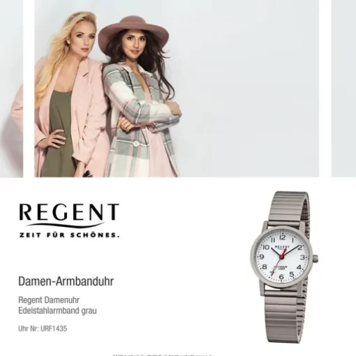 Regent Damen Armbanduhr Analog Edelstahlarmband grau URF1435