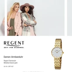 Regent Damen Armbanduhr Analog Metallarmband gold URF1487