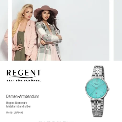 Regent Damen Armbanduhr Analog Metallarmband silber URF1495