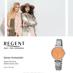 Regent Damen Armbanduhr Analog Metallarmband silber URF1496