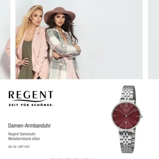 Regent Damen Armbanduhr Analog Metallarmband silber URF1497
