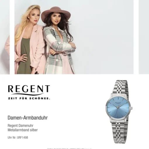 Regent Damen Armbanduhr Analog Metallarmband silber URF1498