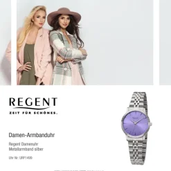 Regent Damen Armbanduhr Analog Metallarmband silber URF1499