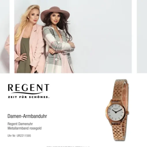 Regent Damen Armbanduhr Analog Metallarmband rosegold UR2211595