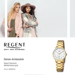Regent Damen Armbanduhr Analog Metallarmband gold URGM2305