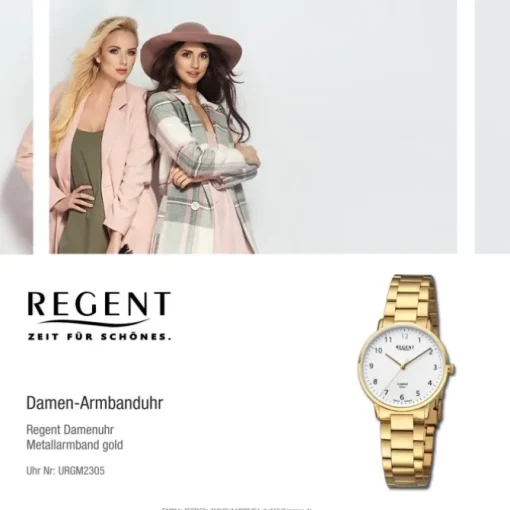 Regent Damen Armbanduhr Analog Metallarmband gold URGM2305