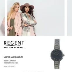 Regent Damen Armbanduhr Analog Metallarmband silber UR2192515