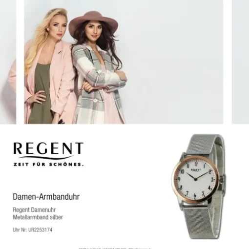 Regent Damen Armbanduhr Analog Metallarmband silber UR2253174