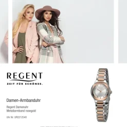 Regent Damen Armbanduhr Analog Metallarmband rosegold silber UR2212540