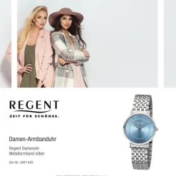 Regent Damen Armbanduhr Analog Metallarmband silber URF1493