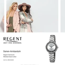 Regent Damen Armbanduhr Analog Metallarmband silber UR2254040