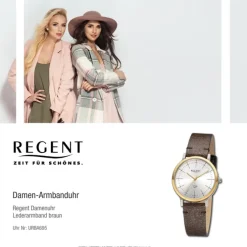 Regent Damen Armbanduhr Analog Lederarmband braun URBA695