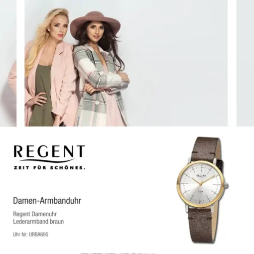 Regent Damen Armbanduhr Analog Lederarmband braun URBA695