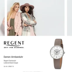 Regent Damen Armbanduhr Analog Lederarmband taupe URBA718